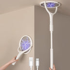 GeckoMan Rotating Head Electric Fly Swatter Racket Rechargeable Bug Zapper Racket Bug Zapper Indoor Fly Zapper Mosquito Zapper Flies Killer for Indoors, with a Telescopic Extension