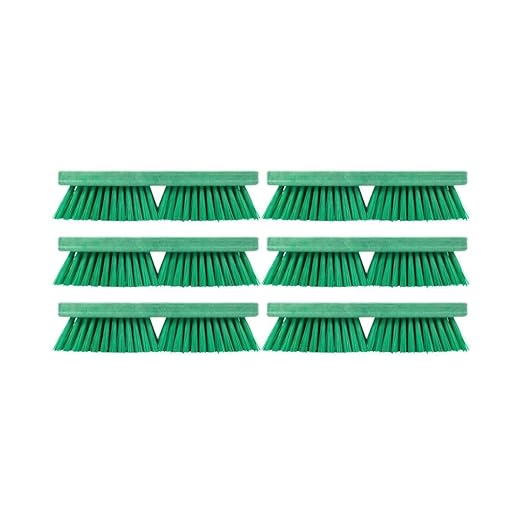 SPARTA Plastic Floor Scrub Brush, Brush Head Only, Deck Brush with ACME Standard Thread Fitting for Deck, Industrial Kitchens, and Hospitals, 10 Inches, Green, (Pack of 6)