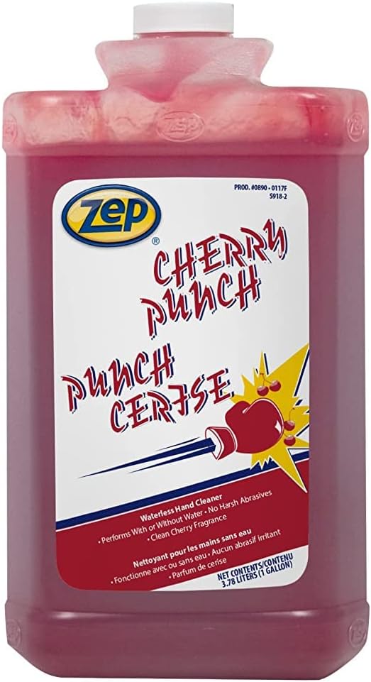 Zep Cherry Punch Industrial Hand Cleaner - 1 Gallon (Case of 4) 89024 - Heavy Duty Clean, Gentle Touch, Non-Abrasive, Waterless