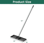 Goplus Lawn Leveling Rake, 30" x 10" Heavy Duty Level Lawn Tool w/ Ergonomic Handle for Soil, Effort-Saving Landscape Rake for Garden, Backyard, Golf Course, Farm, Pasture, Black