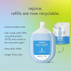 Method Gel Dish Soap Refill, Lime + Sea Salt Scent, Powerful Cleaning Formula, Large Refill Tub, Biodegradable Formula, Cuts Through Grease, 54 Fl Oz (Pack of 4)