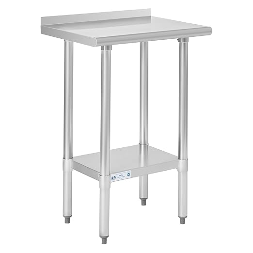 Hally Stainless Steel Table for Prep & Work 18 x 24 Inches, NSF Commercial Heavy Duty Table with Undershelf and Backsplash for Restaurant, Home and Hotel
