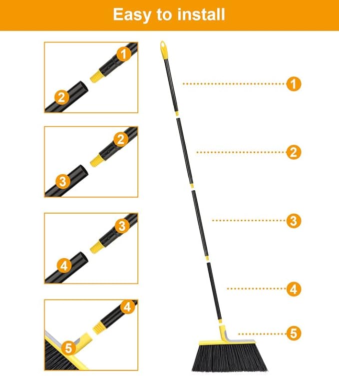 KeFanta Outdoor Broom for Floor Cleaning,58" Heavy-Duty Commercial Broom for Sweeping Concrete Courtyard Garage Patio Indoor Home Kitchen Office Lobby