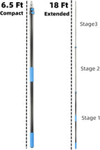 25 Foot High Ceiling Fan Duster with 6-18ft Extension Pole, Extendable Reusable Cobweb, Feather, Window Cleaning Squeegee Kit