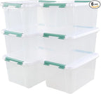 6-Pack Clear Storage Latch Bins, 20 L Plastic Storage Boxes