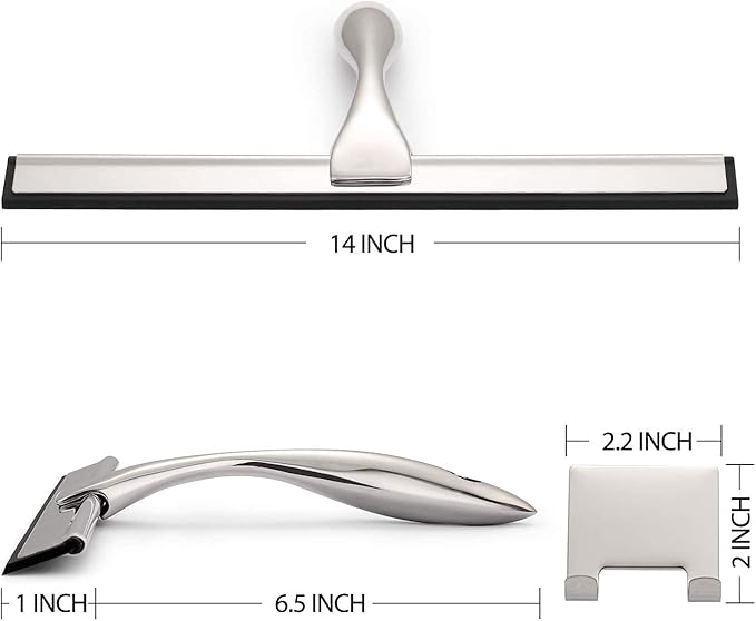Hiware All-Purpose Shower Squeegee for Shower Doors, Bathroom, Window and Car Glass - Stainless Steel, 14 Inches