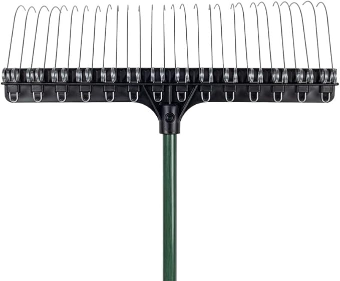 THE GROUNDSKEEPER II Green Rake 55-inch Lightweight Fiberglass Handle, 21-inch Head, Durable Steel Tines for Gardening, De-Thatching or Professional Landscaping
