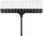 THE GROUNDSKEEPER II Green Rake 55-inch Lightweight Fiberglass Handle, 21-inch Head, Durable Steel Tines for Gardening, De-Thatching or Professional Landscaping