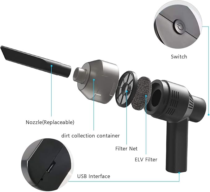 [Upgrade] Mini Vacuum Cordless Vacuum Keyboard Cleaner Mini Computer Vacuum Rechargeable Desk Vacuum for Cleaning Dust,Hair,Crumbs,Eraser Scrap,Laptop,Pet House，Sewing Machine