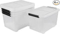 30 Quart Clear Plastic Latch Storage Bins with Wheels, 4-Pack Wheeled Clear Storage Totes