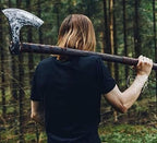 40”Two Handed Large Berserker Axe - Large Norse Axe - Scandinavian Style Viking Axe - Functional Viking Axe with Protective Sheath