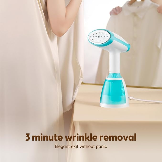Handheld Steamer for Clothes 1500W 20s Heatup Fabric Wrinkles Remover Portable Handheld Garment Steamer with Removable Water Tank and Fabric Brush Steamer for Garments(White)
