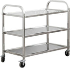 uyoyous 3 Tier Large Heavy Duty Stainless Steel Utility Cart 37"x20"x37" Industrial Serving cart with 360°Rotation Wheels Kitchen Island Stainless Steel Storage Trolley for Hotel Restaurant Home Use