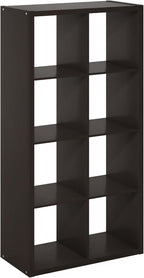 Furinno Cubicle Open Back Decorative Cube Storage Organizer, 8-Cube, Black Dark Oak