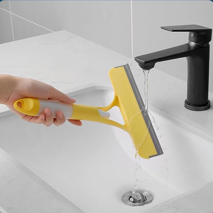 3 in 1 Window Cleaning Scraper, 3 in 1 Window Cleaner Squeegee, Scraper for Cleaning Windows, All-Purpose Window Squeegee with Sprayer for Glass, Wall, Kitchen, Car (White+Blue)