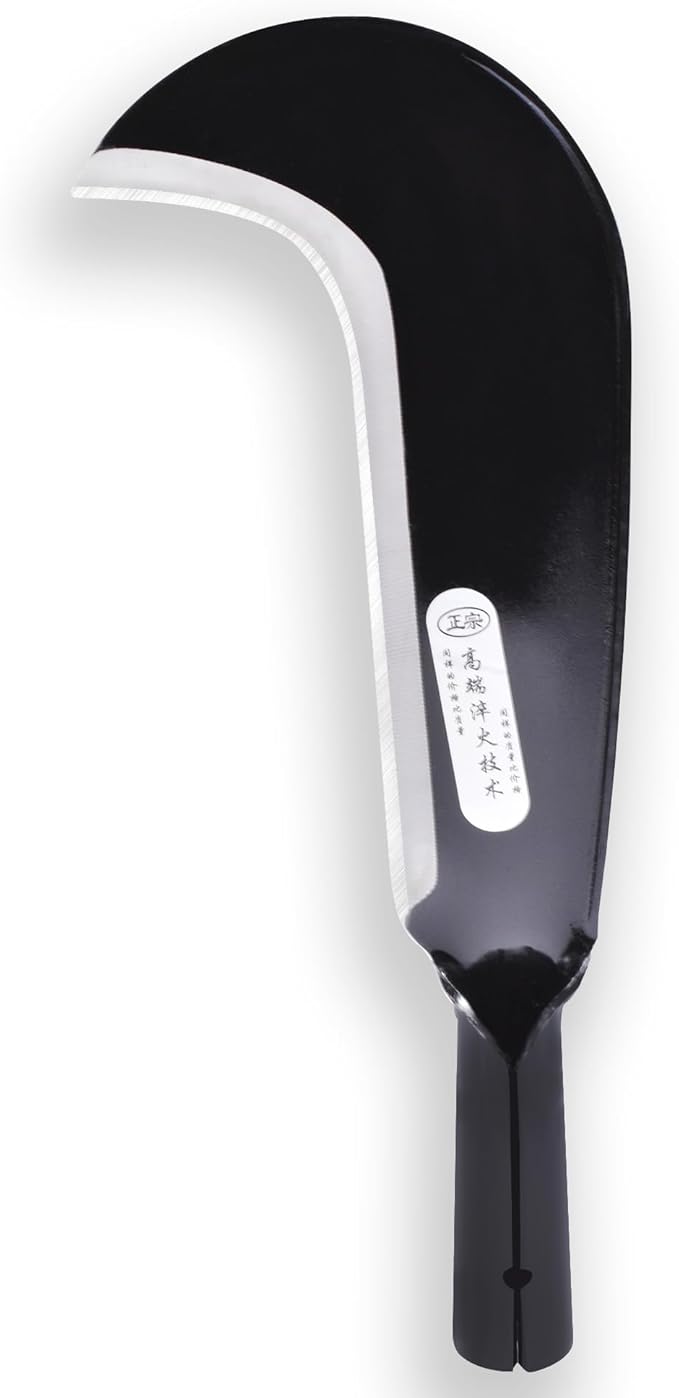 1pce 340mm/13.39in Manganese Steel Billhook Brush Clearing Sickle for Grass,Weeding Tools for Garden,Curved Sawtooth Sickle,Machete Axe for Cutting Trees,Steel Blade Knife in Hand