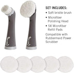 Rubbermaid Reveal Power Scrubber Attachable Soft Bristle & Velcro Head with 6 Microfiber Pads for Cordless Electric Battery Powered Scrub Brush Ideal for Shoes/Sneakers/Car Trim/Tires/Furniture