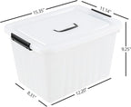 Bringer 4-Pack Clear Plastic Latching Storage Box, 18 L Storage Bin with Handle