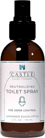 Castle Flush Therapy Neutralizing Toilet Spray | Odor Control: Mist Over the Water Surface, Go, Then Flush | Bathroom Freshening | Neutralizes Odors at the Source | Lavender and Eucalyptus | 4 oz