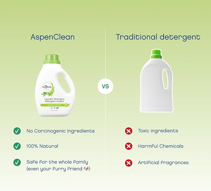 AspenClean Natural Laundry Detergent Eucalyptus & Rosemary - 100% Natural, Organic, HE Liquid Laundry Detergent - Vegan, Cruelty-Free, Biodegradable - Safe for Babies, Pets & Kids - EWG Certified (2