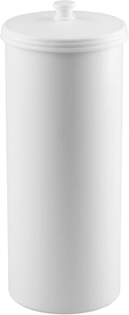 iDesign Freestanding Bathroom Toilet Paper Storage Holder with Lid for 3 Extra Rolls, White