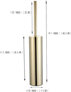 Freestanding Luxury Toilet Brush 304 Stainless Steel Toilet Brush and Holder 19-Inches Tall Round Rust Resistant Anti-Odor and Easy to Clean with Polished Gold Finished