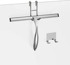 Shower Squeegee for Glass Door 12-Inch Stainless Steel Bathroom Squeegee Window Wiper, 100% Streak-Free, Includes Shower Door Hook and Adhesive Hook, for Window Mirror Tiles Car All-Purpose Squeegee