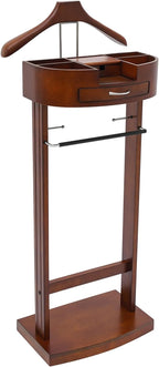 Wood Suit Rack Suit Stand for Man and Women Clothes Valet Suit with Drawer Valet Stands Men Valet Brown Suit Valet for Entryway Office Living Room