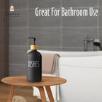 Black Glass Kitchen Soap Dispenser, Detergent Dispenser or Dish Soap Dispenser for Kitchen Sink, Black Soap Dispenser, Modern Farmhouse Decor Dish Soap Pump for Kitchen Organization