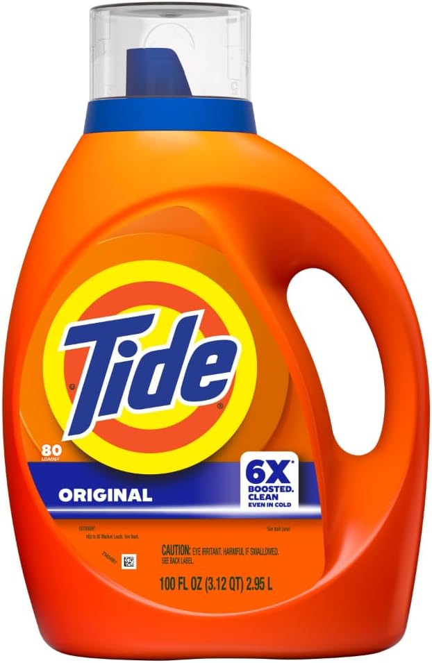 Tide Laundry Detergent Liquid, Original Scent, 80 Loads, 105 FL OZ, Works on 100% of Common Stains, Laundry Soap, Liquid Laundry Detergent