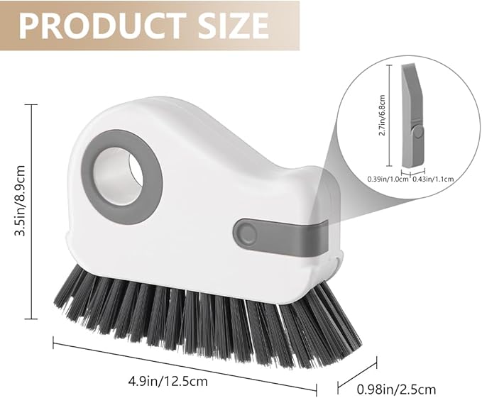 2 in 1 Groove Cleaning Brush, Window Track Cleaning Tools, Multifunction Window Track Cleaner with Hard Bristle and Hidden Scraper, Crevice Brush for Sliding Door Track, Window Seal, Sill (Orange)