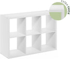 Furinno Cubicle Open Back Decorative Cube Storage Organizer, 6-Cube, White