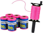IMAGE 6 Roll Mason Line String Line - #18 Braided Nylon String - 500 Ft Length - Nylon with Reloadable Line Reel Twine for Gardening Or Masonry Tools, Perfect Construction String (Pink)