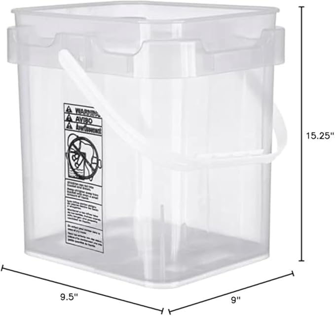 House Naturals Clear Food Grade Made in USA Plastic Bucket with lids, (Pack of 2) (5 Gallon)