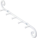 RTZEN Farmhouse Small Key Holder for Wall - Handcrafted Swirl Decorative 5 Key Hooks for Home Entryway - Wrought Iron Wall Mount Rack Purse Coat and Leash Holder or Organizer (Classic White)