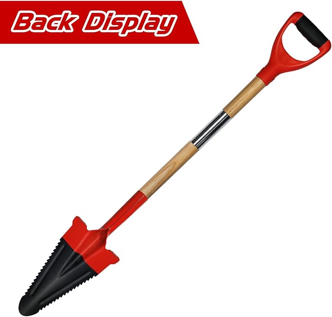 49.2" Garden Shovel/Saw,Landscape Tree Planting Root Shovel, Manganese Steel Long Triangular Gardening Shovel Tool,Shovel Soil Trench Shovel,Slayer of Grass (B Style)