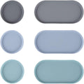 Blue Ginkgo Mini Silicone Trays – Set of 6 Easy-Clean Organizers for Bathroom, Kitchen, Desk, Vanity, and Cosmetics (Blue, Mint, Gray)