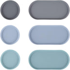 Blue Ginkgo Mini Silicone Trays – Set of 6 Easy-Clean Organizers for Bathroom, Kitchen, Desk, Vanity, and Cosmetics (Blue, Mint, Gray)