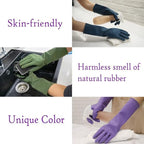 HOMSSEM Dishwashing Gloves - 2 Pairs Premium Rubber Gloves for Cleaning - Urban Gray, Green, Blue