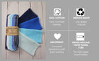 Paperless Towels, 12-12" X 10" Washable Paper Towels, Reusable Paper Towels, 100% Cotton (Blues)