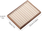 12-Line Black Walnut Wooden Jewelry Tray with Velvet Lining - Premium Ring & Earrings Storage Organizer for Drawers, Luxury Jewelry Display Tray, Elegant Jewelry Organizer for Women