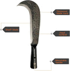 Machete Billhook Sickle Knife for Yard Work Machete for Cutting Trees Machetes Sickle Heavy Duty Machete for clearing Brush Garden Tools AxeConstruction Blade Outdoor……