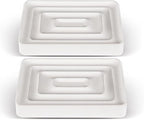 2 Pack Diatomite Soap Trays, Fast Drying Stone Soap Dishes, Natural Diatomaceous Earth Soap Holders, Quick-Dry Rectangular Soap Savers for Bath & Kitchen, White