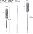 DELUX Microfiber Feather Duster Extendable Duster with 100 inches Extra Long Pole, Bendable Head & Long Handle Dusters for Cleaning Ceiling Fan, High Ceiling, Blinds, Furniture & Cars Gray