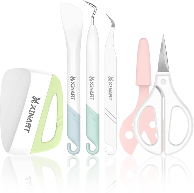 Xinart Vinyl Weeding Tools Set for Cricut Vinyl Weeder/Scraper/Spatula/Tweezers/Scissors Basic Weed Removal Tool Kit