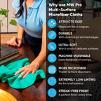 12" x 12" Pro Multi-Surface Microfiber Cleaning Cloths | Black - 12 Pack | Premium Microfiber Towels for Cleaning Glass, Kitchens, Bathrooms, Automotive, Supplies & Products