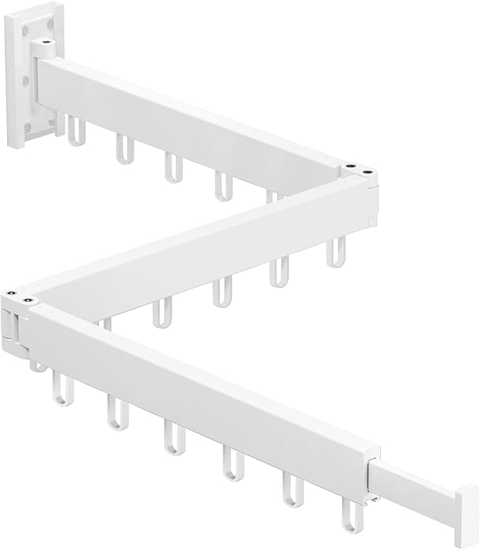 Clothes Drying Rack,Laundry Drying Rack,Wall Mounted Clothes Rack,Laundry Rack Wall Mount,Folding Retractable Collapsible Drying Rack Clothing (Three-Poles,Loop Hooks,White)