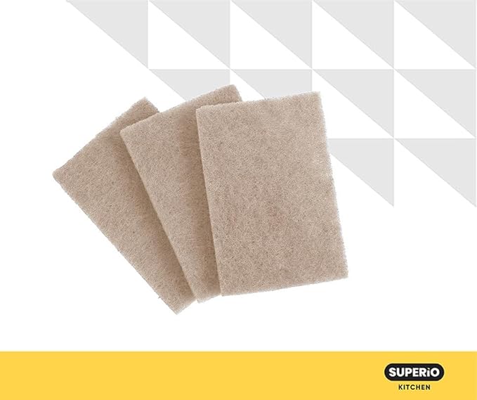 Natural Scouring Pad Non-Scratch Sisal Plant Based Scrubber Cleaning Scrub Pads, Eco-Friendly Reusable Kitchen Scrubbing Pad Pack of 15, by Superio
