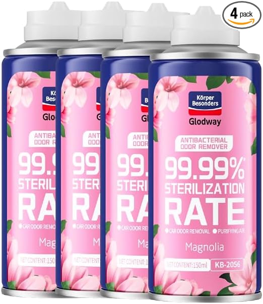 Glodway Air Refresher,Odor Eliminator Remover Spray,Odor Remover,Magnolia Long-Lasting Scent For Home,Couch,Mattress,Furniture, bathroom,Fabrics & Trash,6 Ounce,4 pack