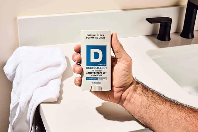 Duke Cannon Aluminum-Free Deodorant for Men - Air Defense, Fresh Water + Citrus, 3 oz – Long-Lasting, Clear Glide, Skin-Soothing Formula (Superior)